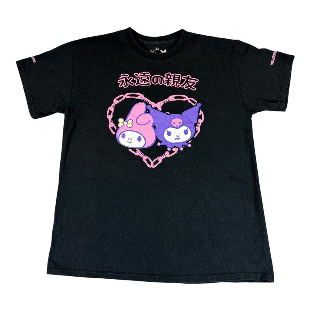 Sanrio My Melody Kuromi T-Shirt Womens Large Black Graphic Heart Chain Tee